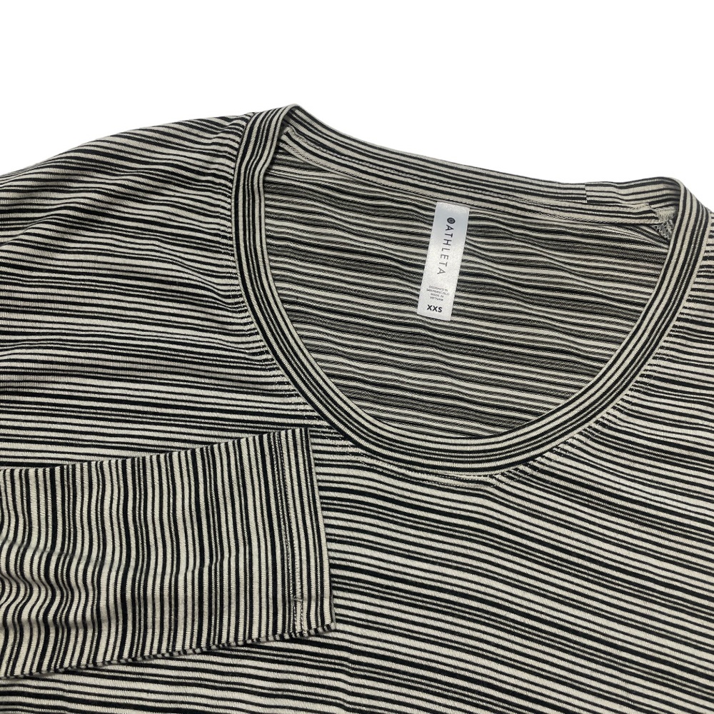 Athleta XXS Long‎ Sleeve Stripped Jersey Black Off White